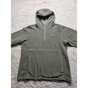 Columbia Hoodie Fleece Pullover Mens Large Green Soft Warm Front Pocket